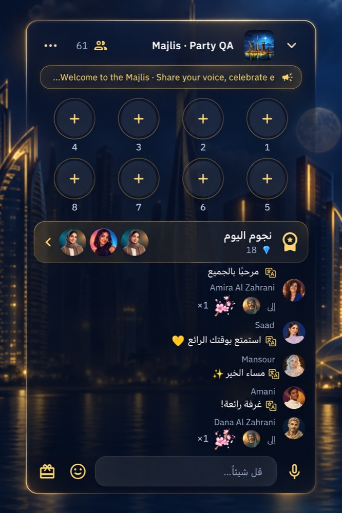 Automatic translation inside a Kyberworld voice party room
